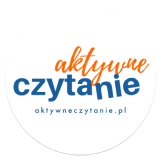 Logo z tekstem „aktywne czytanie” i adresem URL strony „aktywneczytanie.pl” na białym, okrągłym tle.