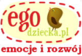 Logo ego-dziecka.pl z ilustracją ptaka i tekstem „emocje i rozwój.