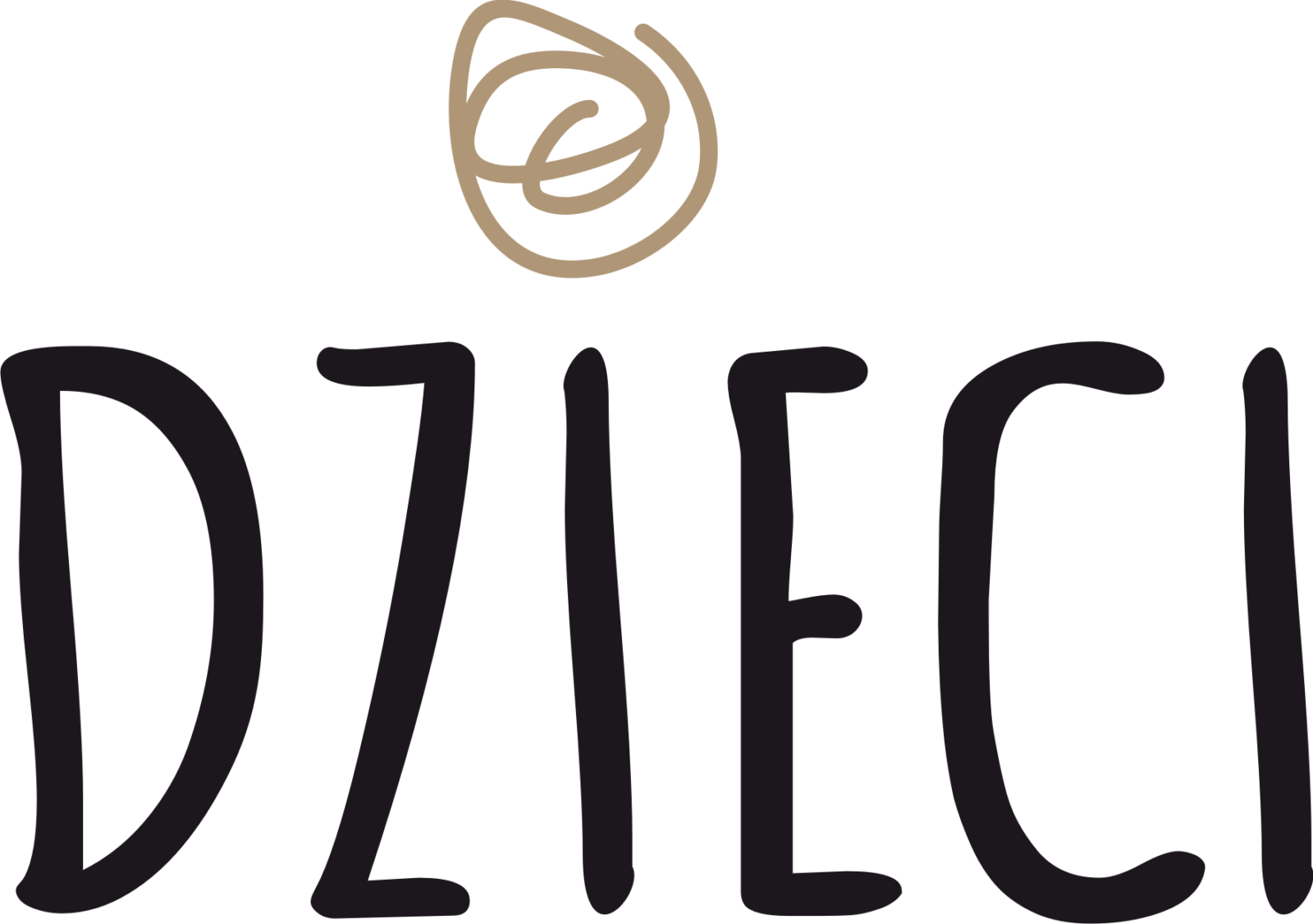 Na obrazku widnieje pogrubiony napis „DZIECI” ze stylizowanym symbolem wiru nad nim.