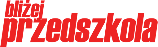 Logo z czerwonym tekstem „bliżej przedszkola” na przezroczystym tle.